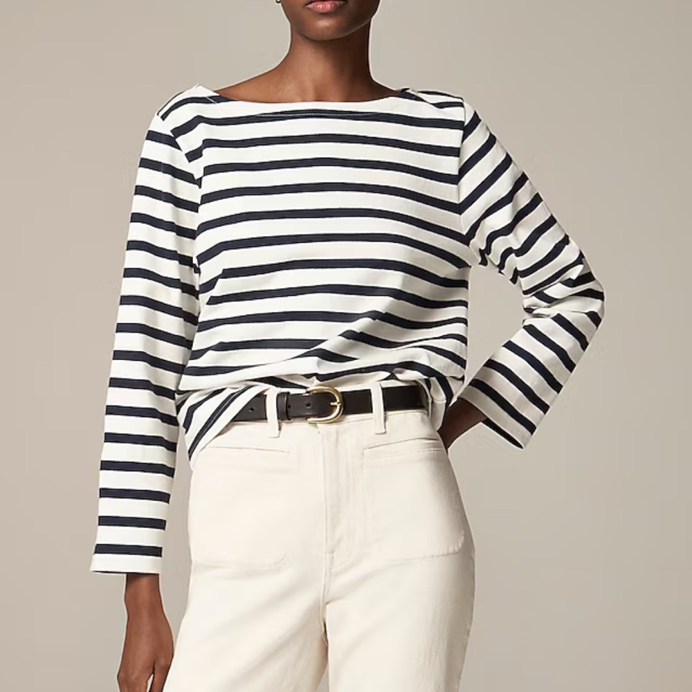 New! J.Crew Classic mariner cloth boatneck T-shirt in stripe size M - Picture 2 of 3